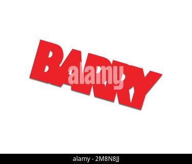 Barry TV series, rotated logo, white background B Stock Photo