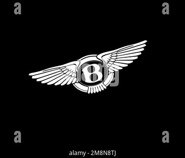 Bentley, Rotated Logo, Black Background Stock Photo