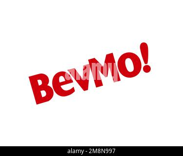 BevMo!, rotated logo, white background Stock Photo