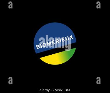 BioMerieux, rotated logo, black background Stock Photo