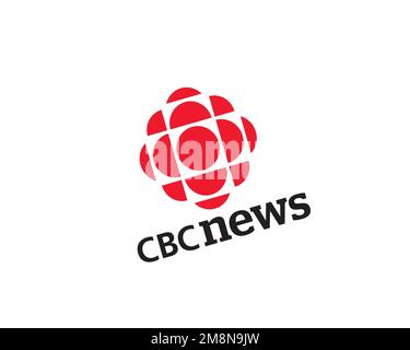 CBC News, Rotated Logo, White Background Stock Photo