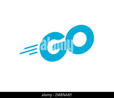 Go programming language, rotated logo, white background Stock Photo