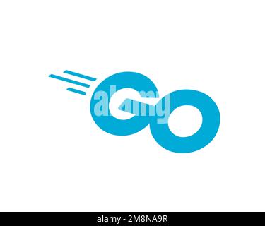 Go programming language, rotated logo, white background B Stock Photo