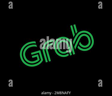 Grab company, rotated logo, black background Stock Photo