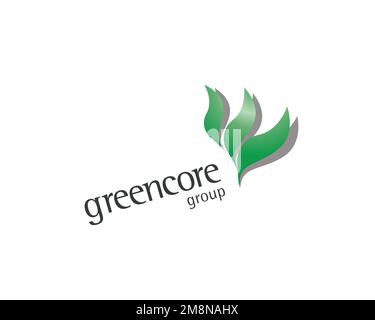 Greencore, Rotated Logo, White Background Stock Photo