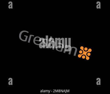 Gresham Technologies plc, rotated logo, black background B Stock Photo