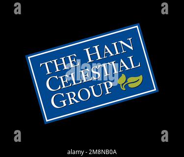 Hain Celestial Group, rotated logo, black background Stock Photo