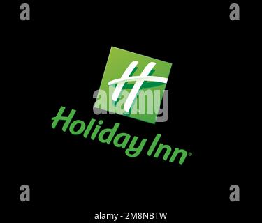 Holiday Inn, rotated logo, black background B Stock Photo