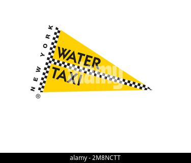 New York Water Taxi, Rotated Logo, White Background B Stock Photo