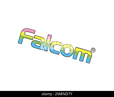 Nihon Falcom, rotated logo, white background B Stock Photo