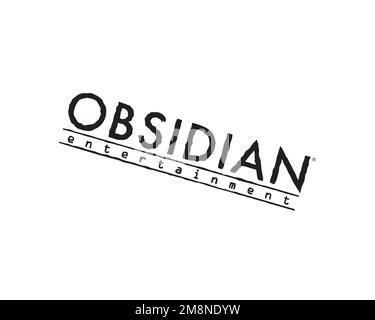 Obsidian Entertainment Company, Rotated Logo, White Background B Stock Photo