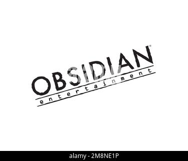 Obsidian Entertainment, Rotated Logo, White Background Stock Photo