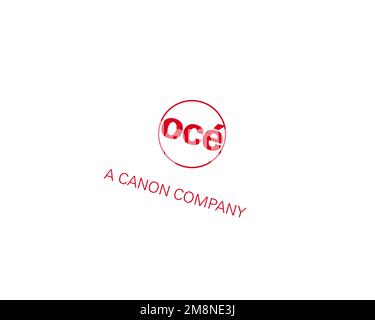 Oce, rotated logo, white background B Stock Photo