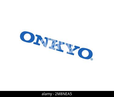 Onkyo, rotated logo, white background B Stock Photo