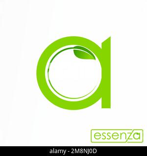 Letter or word A sans serif font with leaf shape idea graphic logo design abstract concept vector stock. symbol related to initial or nature Stock Vector