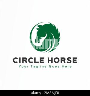 unique and attractive horse head in circle image graphic icon logo design abstract concept vector stock. associated with animal or illustration Stock Vector