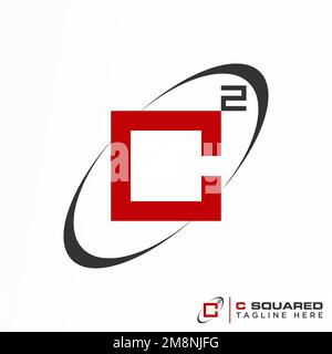 letter or word C squared font with ellipse image graphic icon logo design abstract concept vector stock associated with product label or initial Stock Vector