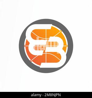 letter BB or 33 font in flip and basketball image graphic icon logo design abstract concept vector stock identity related to initial or sport Stock Vector