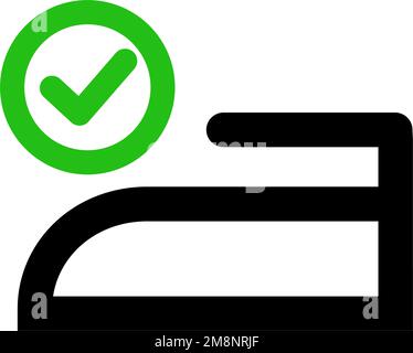 Iron icon and check mark icon. Cleaning completed. Editable vector. Stock Vector