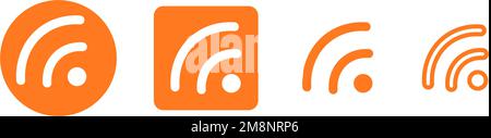 Icon set for RSS and feed. News and blog subscription buttons. Editable vector. Stock Vector