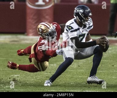 San Francisco 49ers cornerback Deommodore Lenoir (38) and San Francisco  49ers defensive end Charles Omenihu (92) celebrate after stopping Minnesota  Vi Stock Photo - Alamy