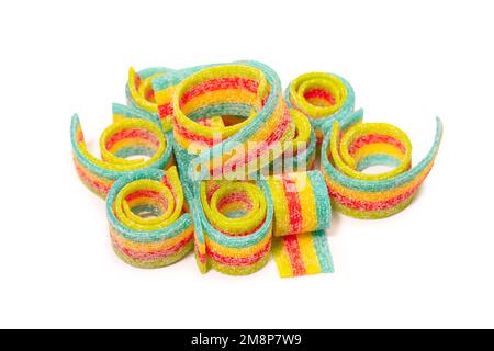 Colorful gummy candies. Top view. Isolated on a white background. Stock Photo