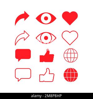 Set of Interface buttons for web design, social media icon symbol , vector illustration . Stock Vector