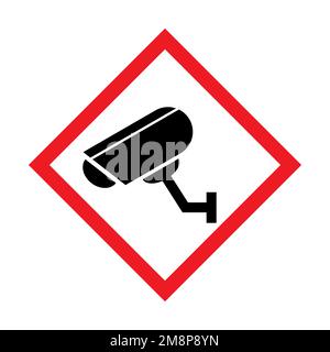 Closed circuit television camera icon, CCTV video protection alert, vector illustration . Stock Vector