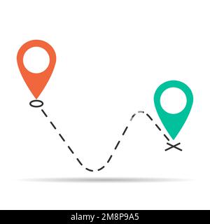 We have moved announcement design shadow, location Vector icon symbol pointer, navigation illustration . Stock Vector