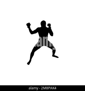 Kickboxer icon. Simple style kickboxing tournament poster background symbol. Kickboxer brand logo design element. Kickboxer t-shirt printing. Stock Vector
