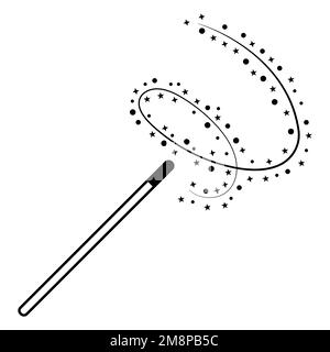Magic wand logo, icon stick star, trick sparkles wand princess Stock Vector