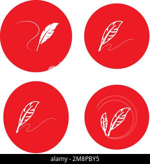 Feather pen ilustration  logo vector template Stock Vector