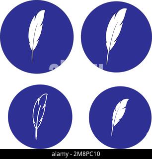 Feather pen ilustration  logo vector template Stock Vector