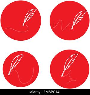 Feather pen ilustration  logo vector template Stock Vector