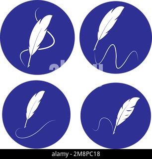 Feather pen ilustration  logo vector template Stock Vector