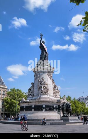 Paris, France - May, 2022: Place de la Republique. It symbolizes the victory of the Republic in France. Built in 1880 Stock Photo