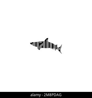 Shark icon. Simple style sea travel agency poster background symbol. Shark brand logo design element. Shark t-shirt printing. vector for sticker. Stock Vector