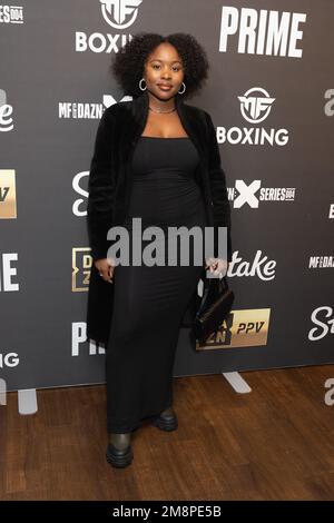 Tinea Taylor arrives for the KSI v FaZe Temperrr fight at OVO Arena, Wembley in London. Picture date: Saturday January 14, 2023. Stock Photo