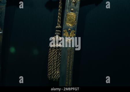 Antique Ottoman Sword from weapons collection in Istanbul Topkapi Palace. turkey - sep 2022. High quality photo Stock Photo