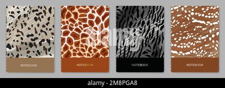 Cover page templates. Vector Animals skin prints.  Stock Vector