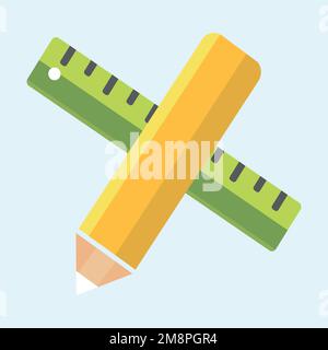 Pencil with measurement feet icon Stock Vector