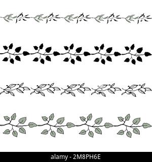 Leaves seamless floral pattern, hand drawn elements for design textile, wallpaper and craft Stock Vector