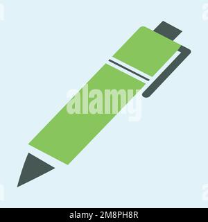 Ball pen in green and dark grey vector file icon Stock Vector