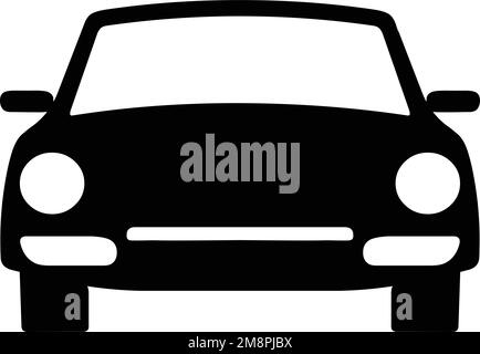 Front view of a black and white car icon Stock Vector