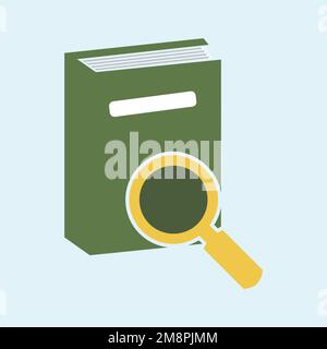 green color book with zoom lens vector file Stock Vector