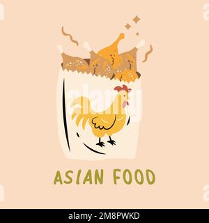 fried chicken food fast food asian food vector Stock Vector