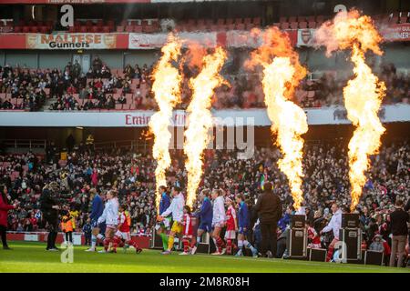 London, UK. 15th Jan, 2023. The teams make their way to the field for the Barclays FA Womens Super League game between Arsenal and Chelsea at Emirates Stadium in London, England. (Liam Asman/SPP) Credit: SPP Sport Press Photo. /Alamy Live News Stock Photo