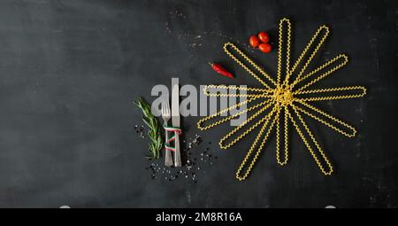 italian pasta and food ingredients,italian cuisine, cooking,italian restaurant, menue template concept,free copy space Stock Photo