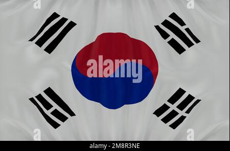 An illustration of the national flag of South Korea, also known as the Taegukgi Stock Photo