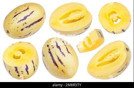 Pepino melon fruit isolated on white background, collection Stock Photo